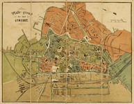 216046 Plattegrond van de stad Utrecht; met weergave van het stratenplan, wegen, spoorwegen, watergangen, bruggen, ...
